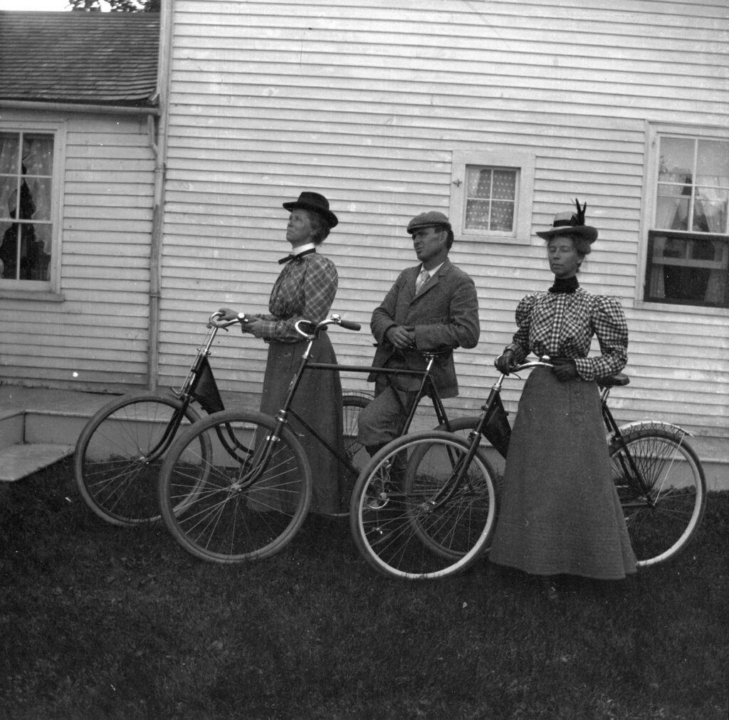 Fannie, Lillie & Harry & their bicycles. Photo by Theresa Babb.